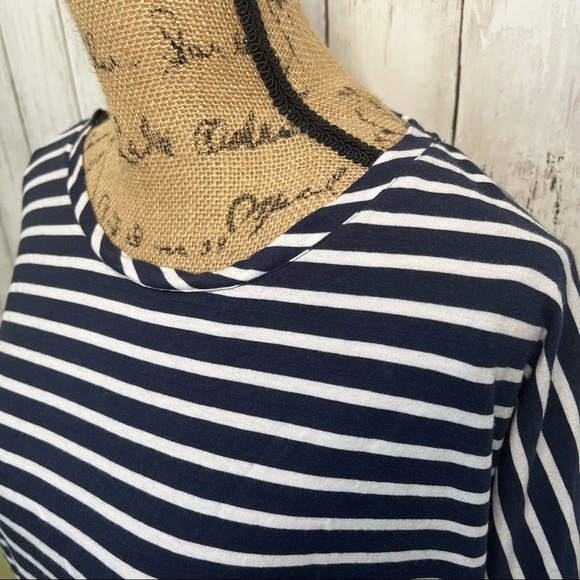 Boden Navy and White Striped 3/4 Sleeve Top Sz 10 - Picture 3 of 8